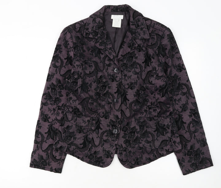 FDJ French Dressing Women's Purple Floral Blazer Medium