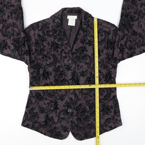 FDJ French Dressing Women's Purple Floral Blazer Medium
