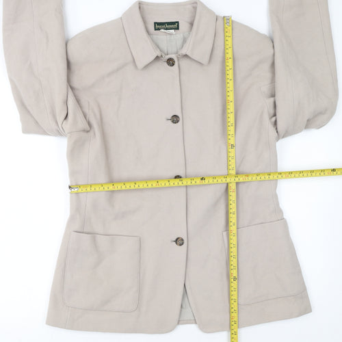 Harvé Benard Womens Beige Wool Blend Mid-Length Jacket Size 12