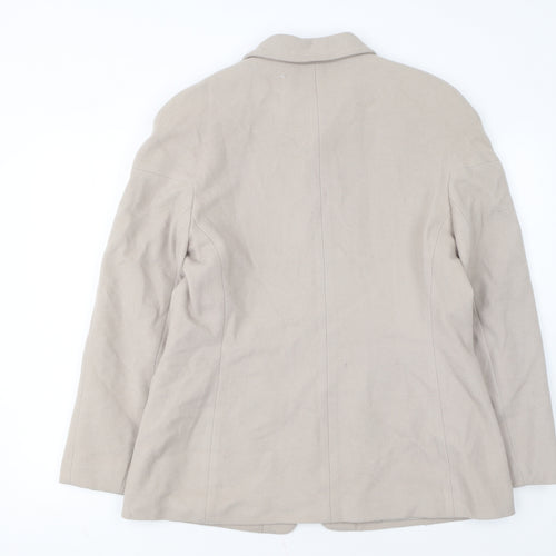 Harvé Benard Womens Beige Wool Blend Mid-Length Jacket Size 12