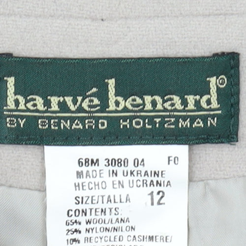 Harvé Benard Womens Beige Wool Blend Mid-Length Jacket Size 12