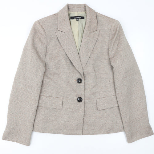 Le Suit Separates Beige Woven Blazer Women Size 12 Classic Two-Button