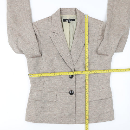 Le Suit Separates Beige Woven Blazer Women Size 12 Classic Two-Button