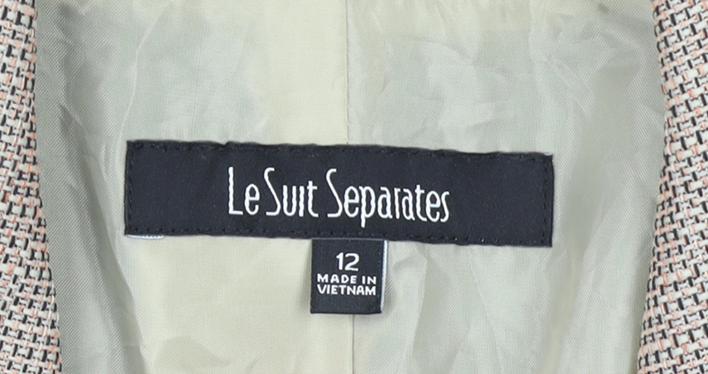 Le Suit Separates Beige Woven Blazer Women Size 12 Classic Two-Button