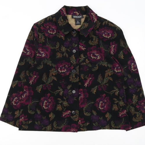 Briggs Womens Petite L Multicoloured Floral Velvet Button-Up Tunic