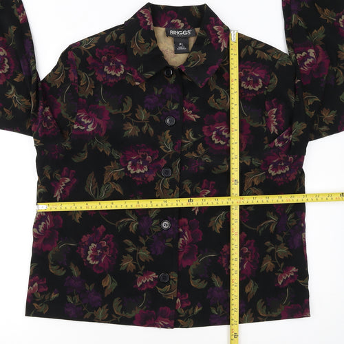 Briggs Womens Petite L Multicoloured Floral Velvet Button-Up Tunic