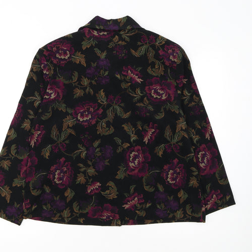 Briggs Womens Petite L Multicoloured Floral Velvet Button-Up Tunic
