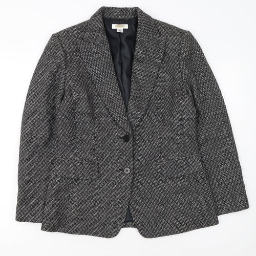 Talbots Women's Grey Wool Tweed Blazer Jacket Size 10 Single Breasted
