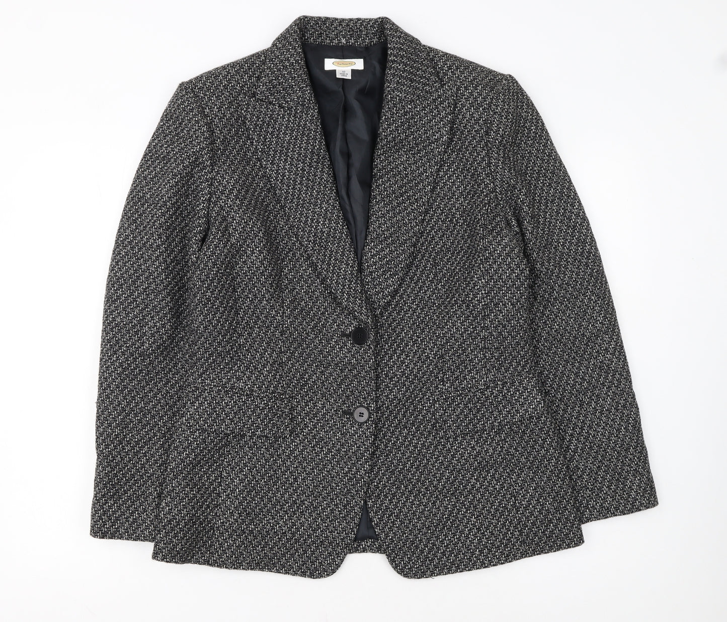 Talbots Women's Grey Wool Tweed Blazer Jacket Size 10 Single Breasted