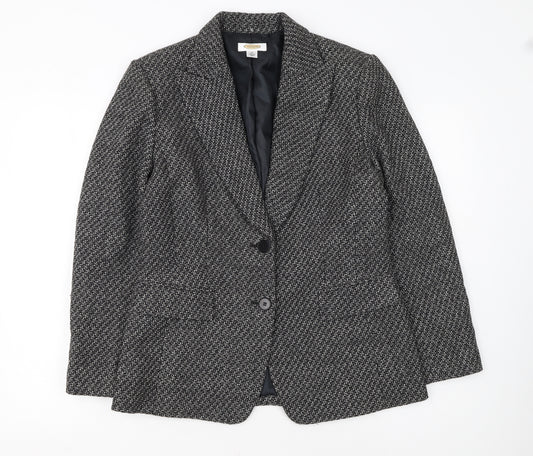 Talbots Women's Grey Wool Tweed Blazer Jacket Size 10 Single Breasted