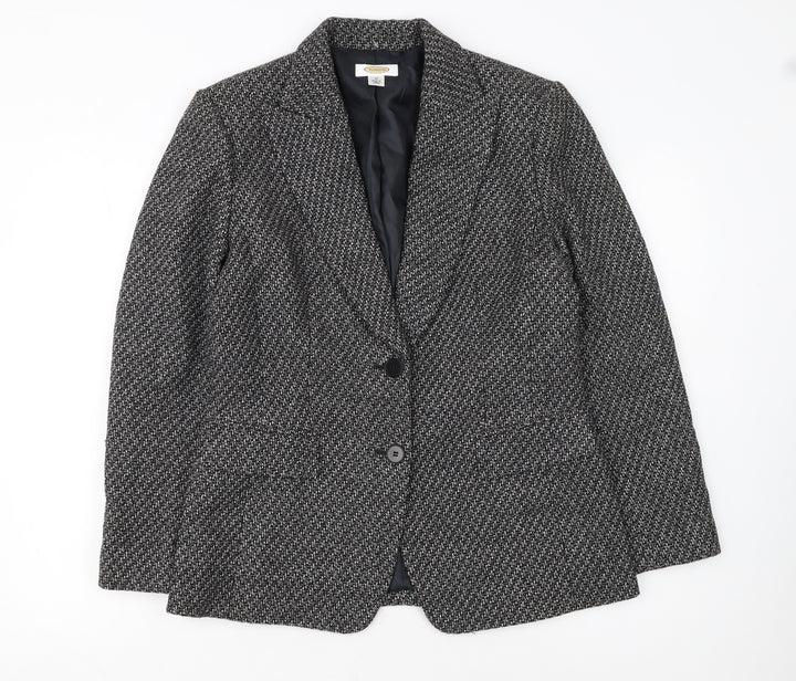 Talbots Women's Grey Wool Tweed Blazer Jacket Size 10 Single Breasted