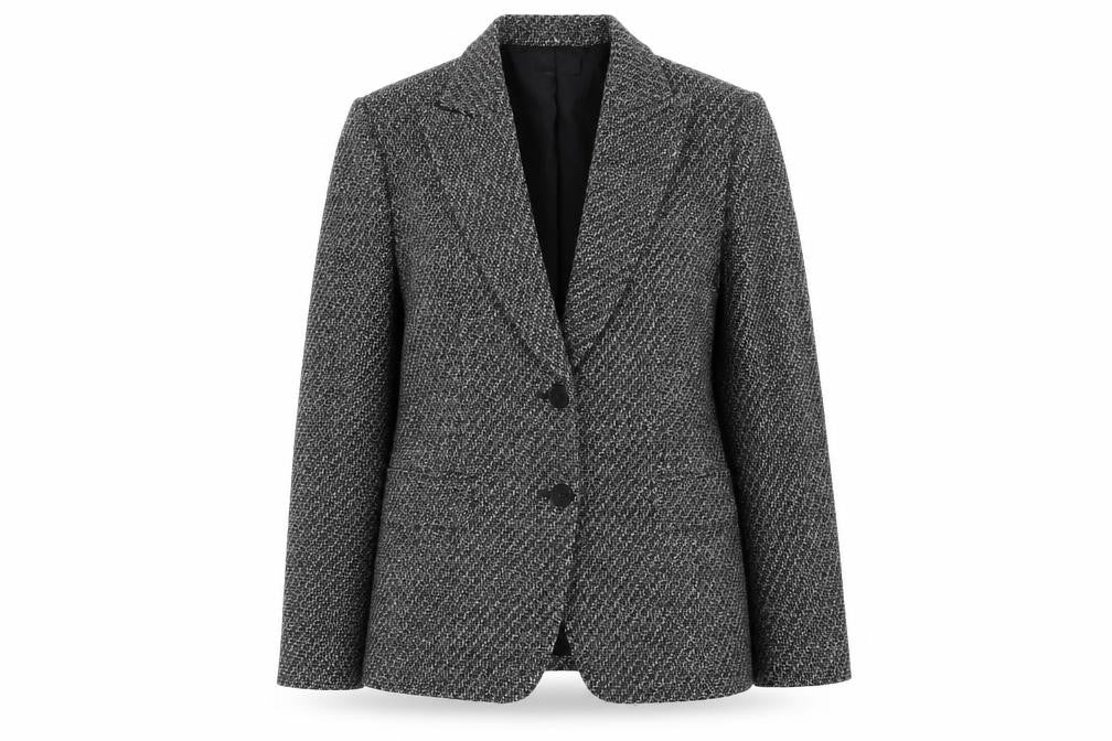 Talbots Women's Grey Wool Tweed Blazer Jacket Size 10 Single Breasted