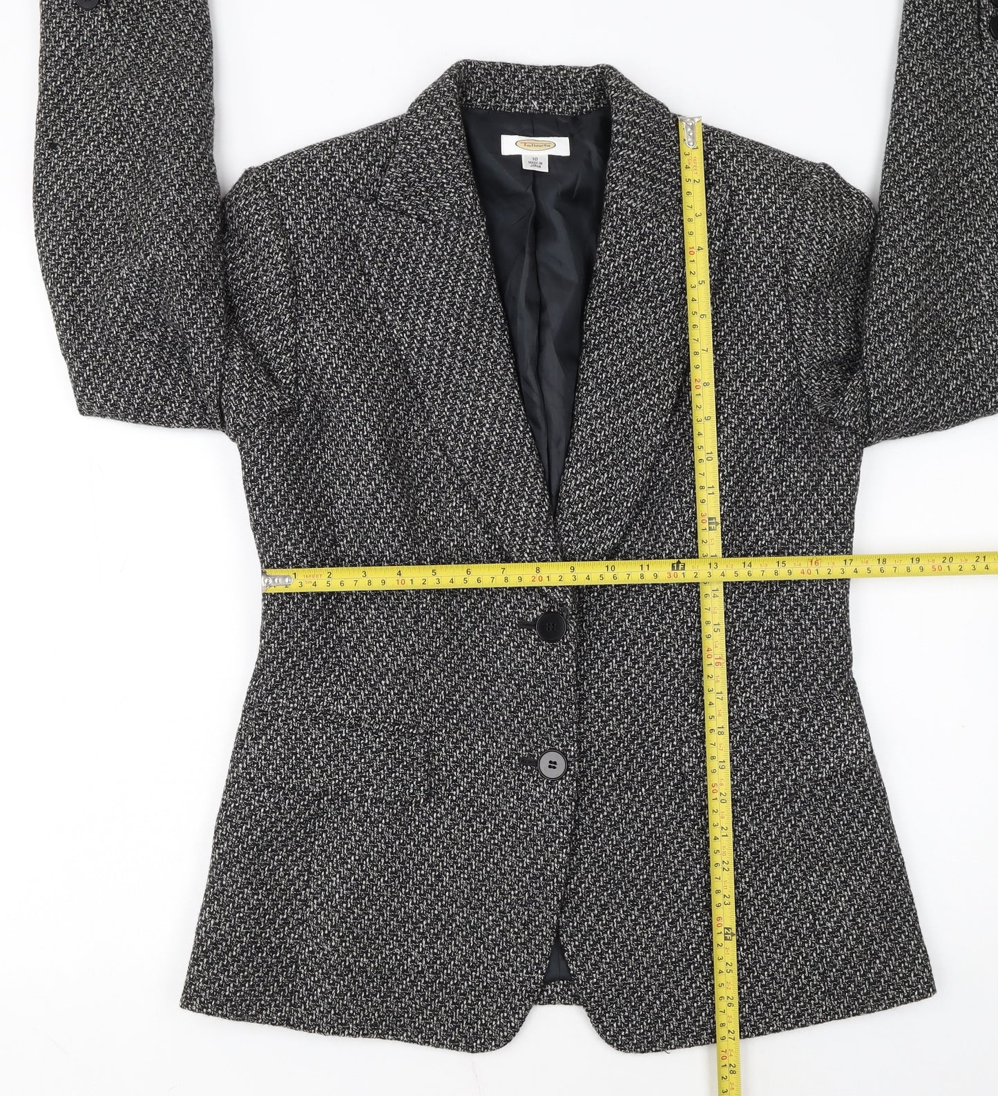 Talbots Women's Grey Wool Tweed Blazer Jacket Size 10 Single Breasted