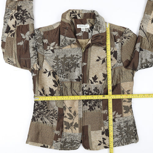 Coldwater Creek Women's Petite Brown Floral Tweed Jacket Size 8