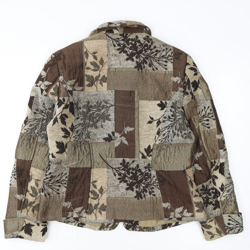 Coldwater Creek Women's Petite Brown Floral Tweed Jacket Size 8