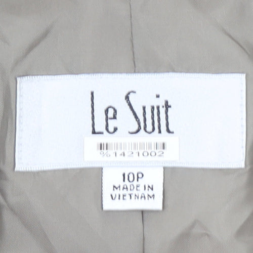 Le Suit Womens Beige Petite Blazer Jacket Size 10P Two-Button Workwear