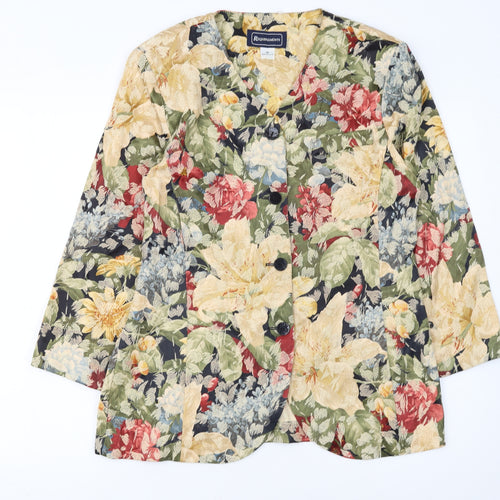 Requirements Women Beige Multicoloured Floral Blazer Size 12 Single-Breasted