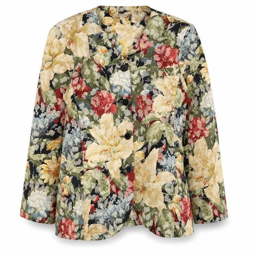 Requirements Women Beige Multicoloured Floral Blazer Size 12 Single-Breasted