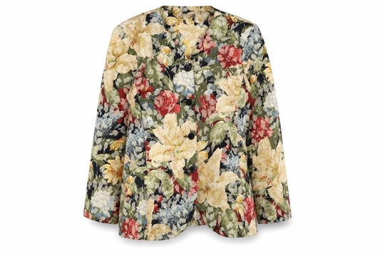 Requirements Women Beige Multicoloured Floral Blazer Size 12 Single-Breasted
