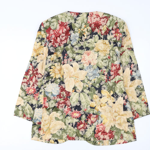 Requirements Women Beige Multicoloured Floral Blazer Size 12 Single-Breasted