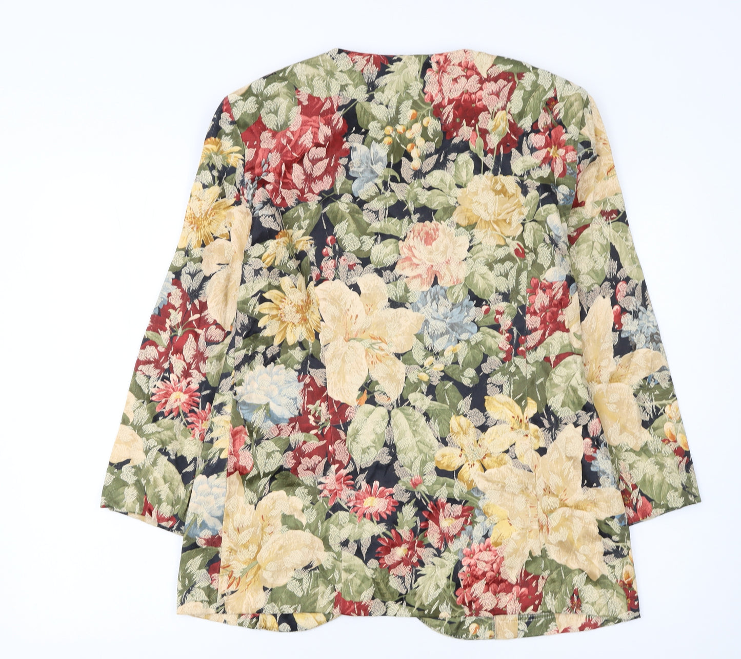 Requirements Women Beige Multicoloured Floral Blazer Size 12 Single-Breasted