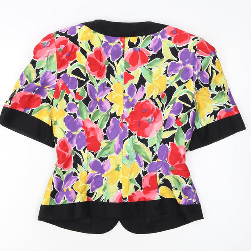 ROUIE Women's Multicoloured Floral Cropped Short Sleeve Blouse Size S