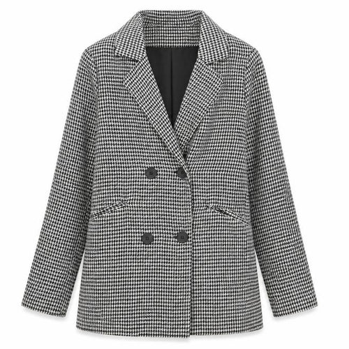 Parisian Women Black & White Houndstooth Double-Breasted Blazer Size 12