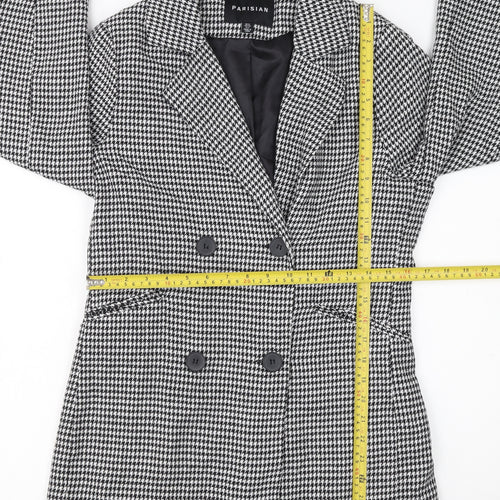 Parisian Women Black & White Houndstooth Double-Breasted Blazer Size 12
