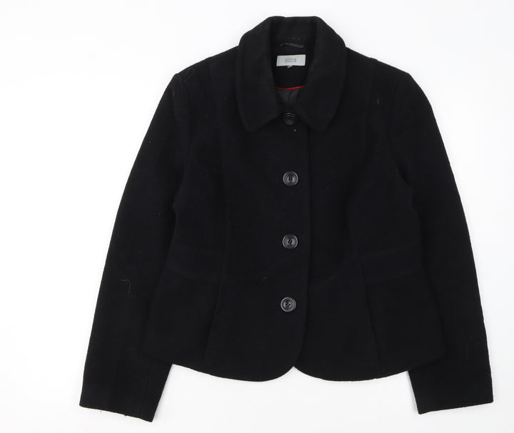 Marks and Spencer Women's Black Wool Blend Blazer Jacket Size 18
