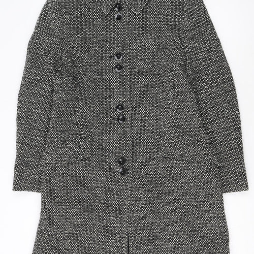 Next Petite Women's Black Wool Blend Mid-Length Coat Size 10