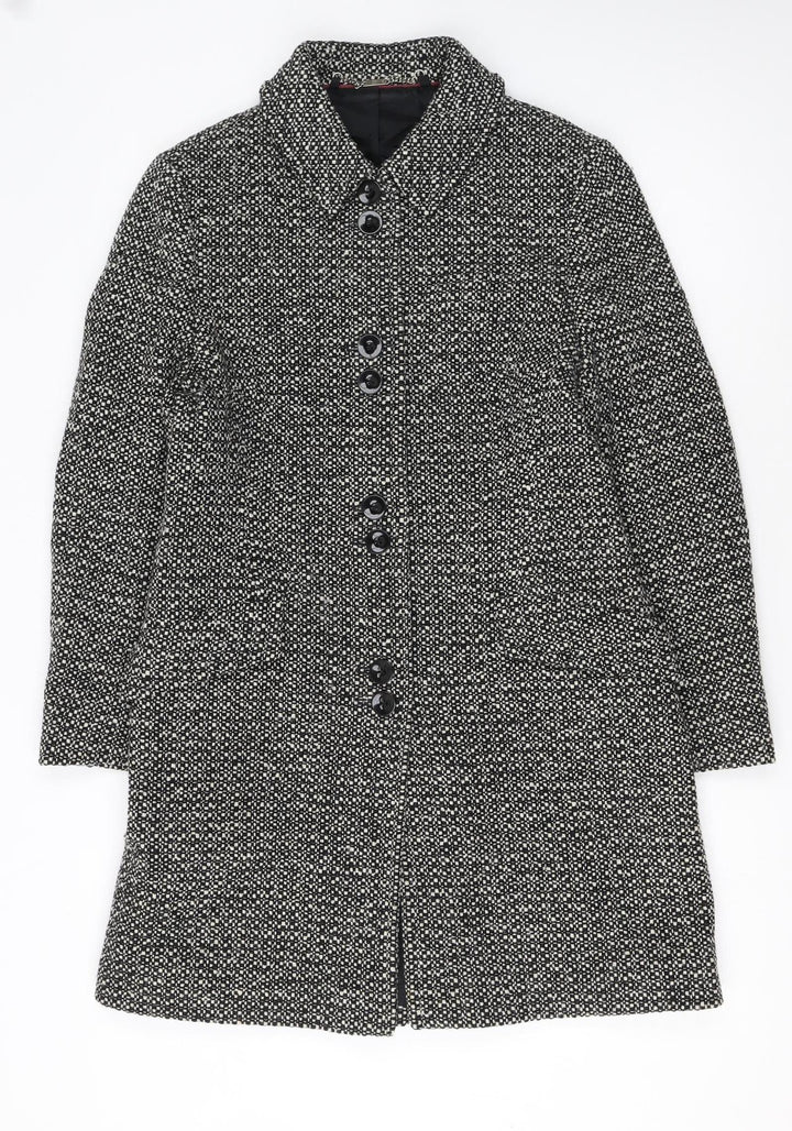 Next Petite Women's Black Wool Blend Mid-Length Coat Size 10