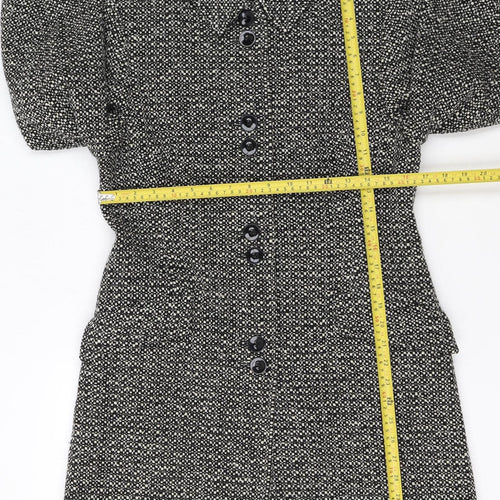 Next Petite Women's Black Wool Blend Mid-Length Coat Size 10