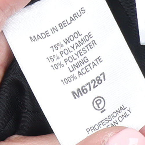 Next Petite Women's Black Wool Blend Mid-Length Coat Size 10