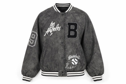 H&M Divided Women's Black Varsity Baseball Jacket Size 8 Polyester