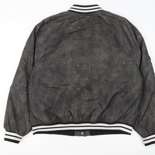 H&M Divided Women's Black Varsity Baseball Jacket Size 8 Polyester