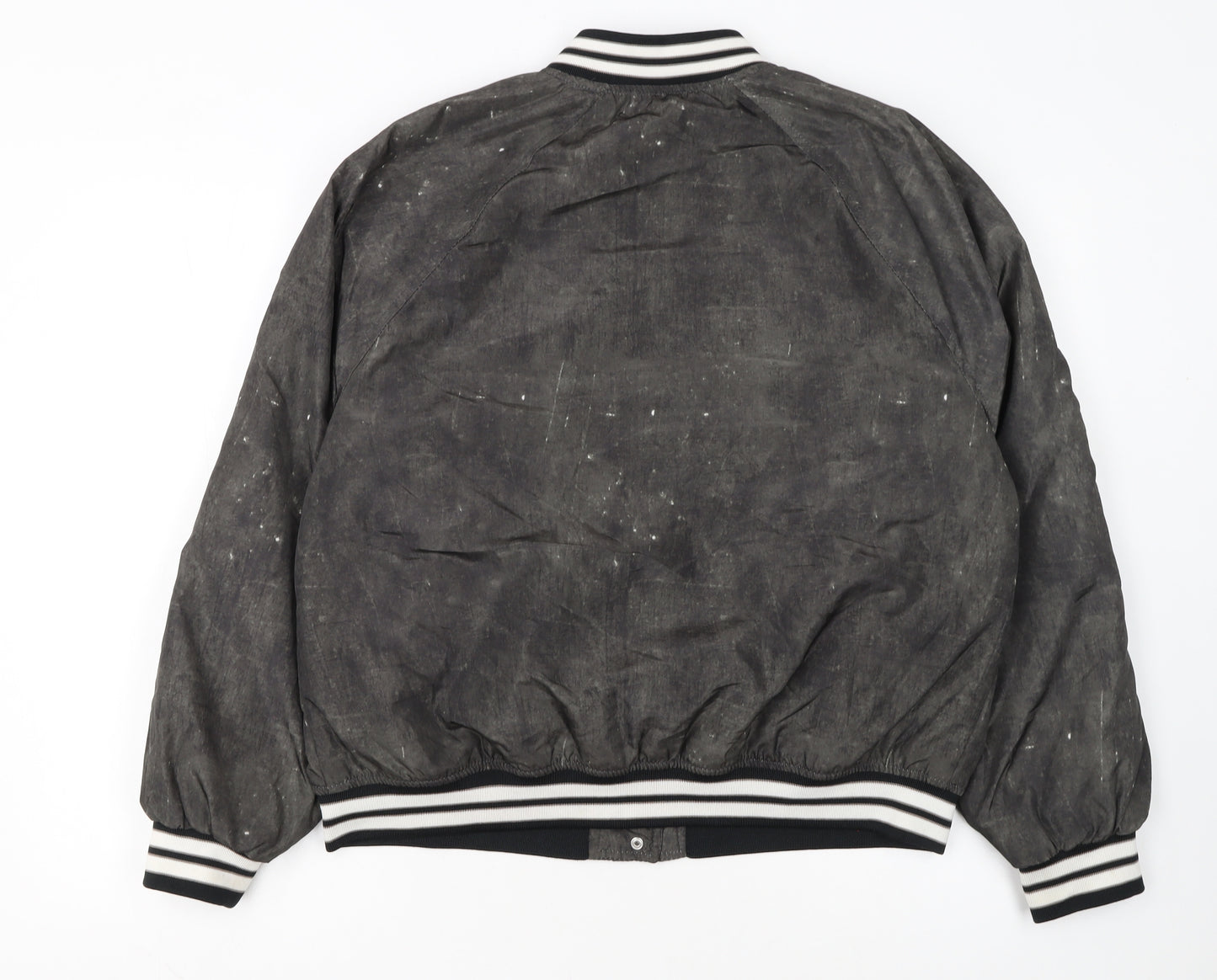 H&M Divided Women's Black Varsity Baseball Jacket Size 8 Polyester
