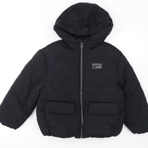 Marks and Spencer Boys Black Hooded Puffer Jacket 8-9 Years Winter Coat