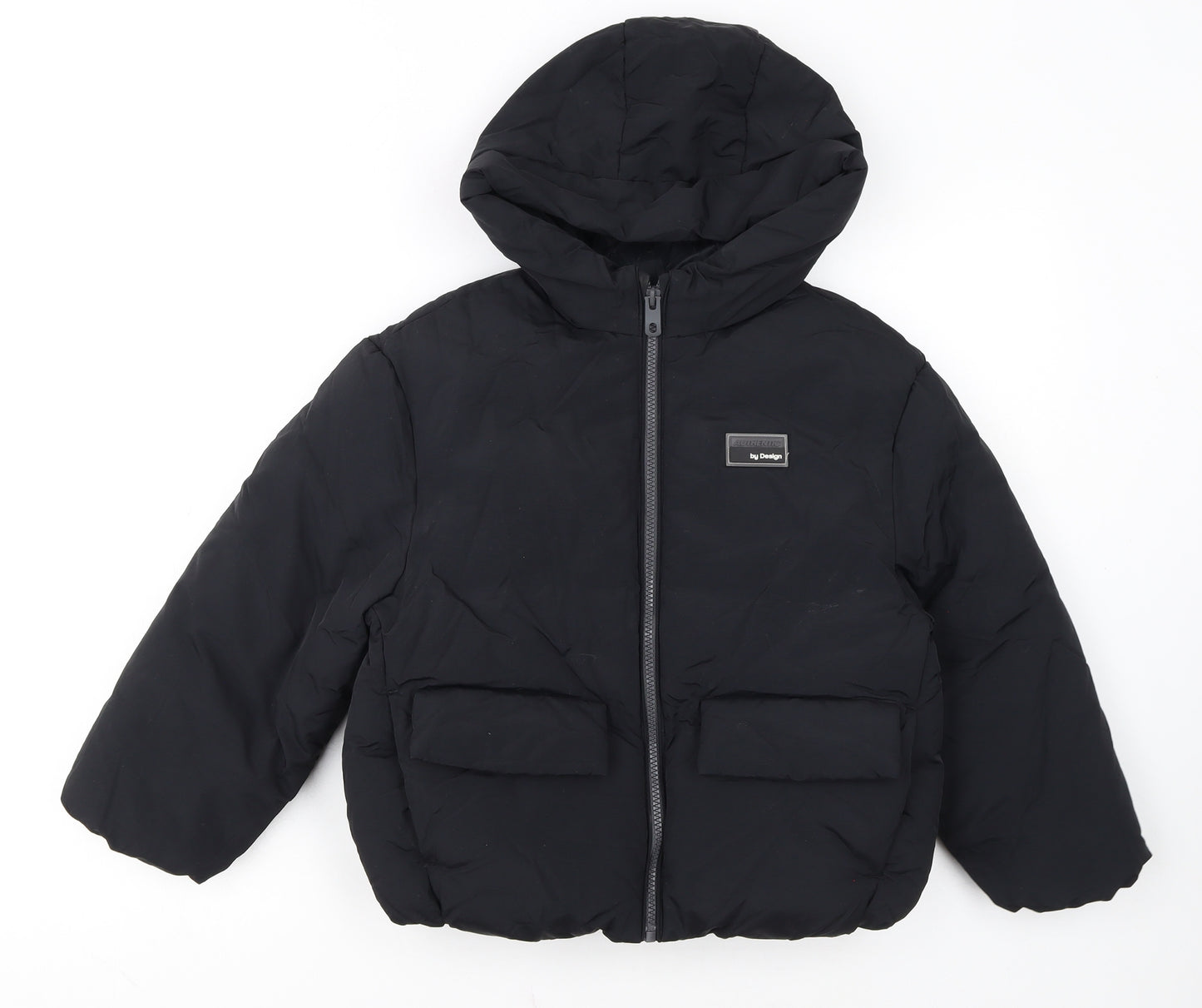 Marks and Spencer Boys Black Hooded Puffer Jacket 8-9 Years Winter Coat