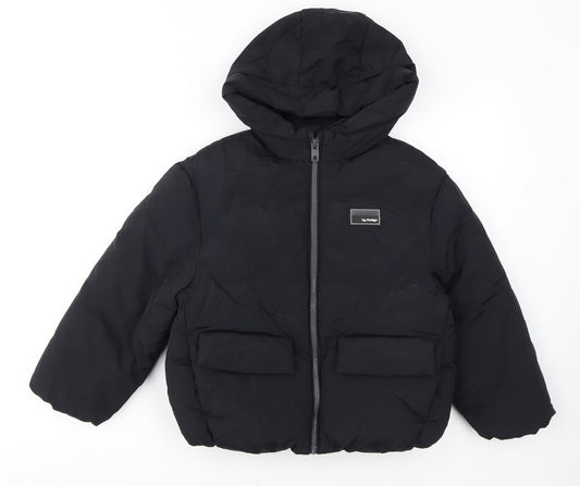 Marks and Spencer Boys Black Hooded Puffer Jacket 8-9 Years Winter Coat
