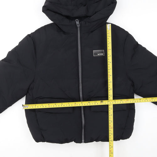 Marks and Spencer Boys Black Hooded Puffer Jacket 8-9 Years Winter Coat