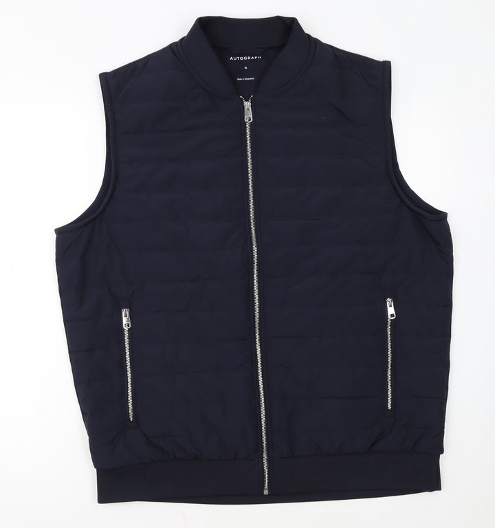 Marks and Spencer Men’s Blue Quilted Bodywarmer XL Zip Padded Gilet