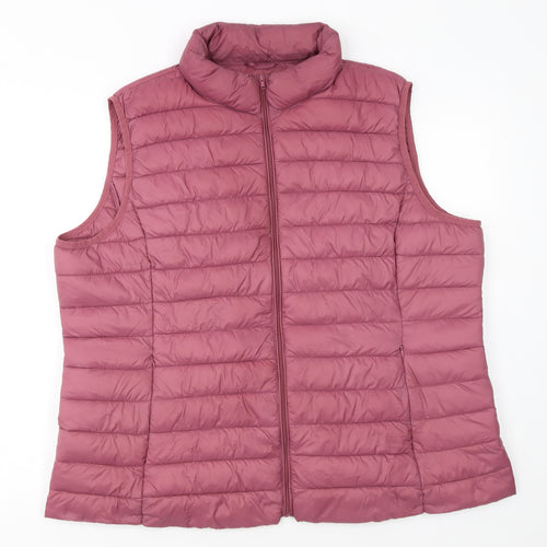 Dunnes Stores Womens Pink Puffer Waistcoat XL Lightweight Quilted Gilet