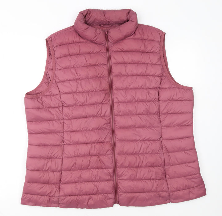 Dunnes Stores Womens Pink Puffer Waistcoat XL Lightweight Quilted Gilet