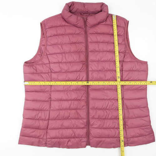 Dunnes Stores Womens Pink Puffer Waistcoat XL Lightweight Quilted Gilet