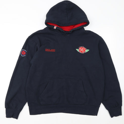 Authentic Originals England Men's Blue Pullover Hoodie M Rugby Fleece