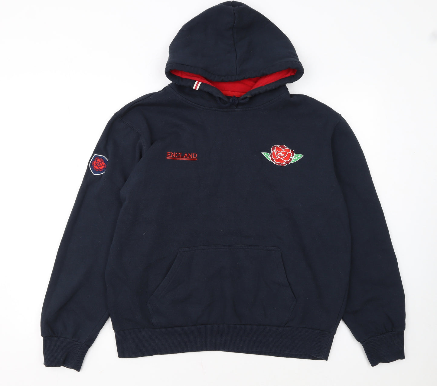 Authentic Originals England Men's Blue Pullover Hoodie M Rugby Fleece