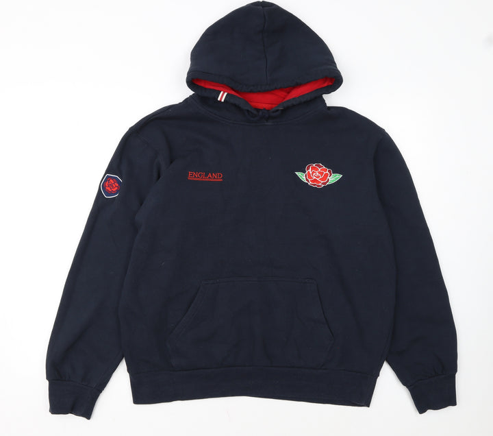 Authentic Originals England Men's Blue Pullover Hoodie M Rugby Fleece