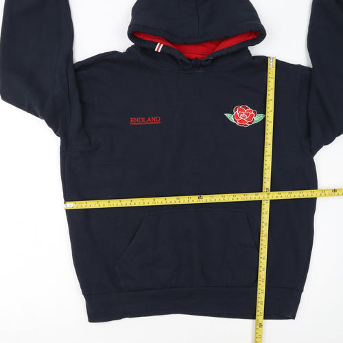 Authentic Originals England Men's Blue Pullover Hoodie M Rugby Fleece