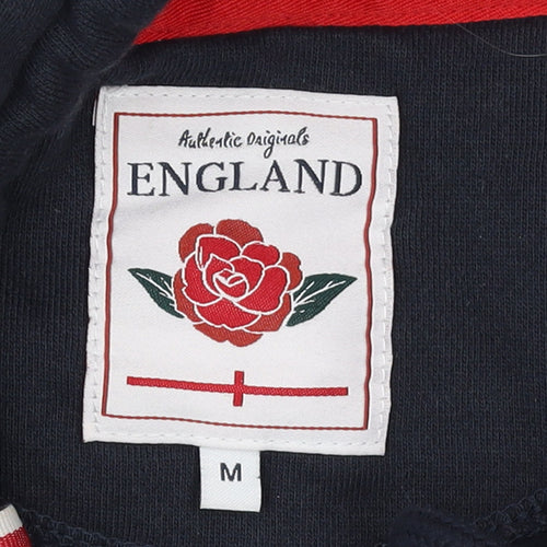 Authentic Originals England Men's Blue Pullover Hoodie M Rugby Fleece