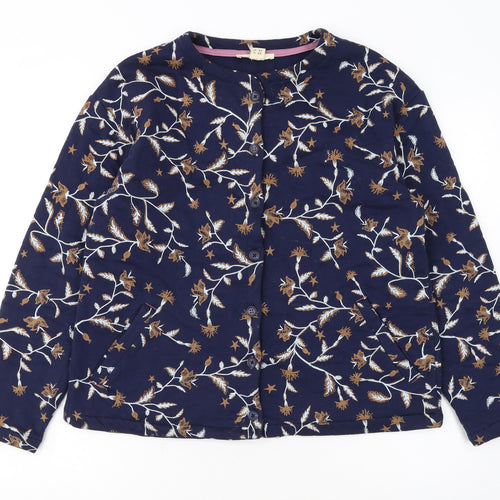 White Stuff Womens Blue Floral Button Cardigan UK 12 Cotton
